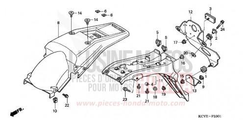GARDE-BOUE ARRIERE (ED) XR400R4 de 2004